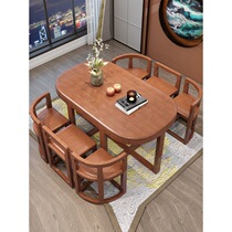 Full solid wood dining table and chairs combined brief modern home small family style Provincial space 1 3 m retractable dining table