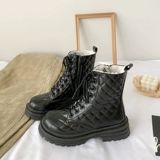 Martens, демисезонные флисовые ретро короткие сапоги в английском стиле, популярно в интернете, коллекция 2022, в британском стиле