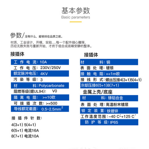 重载连接器hdc-HA003航空插头4针8芯公母16a矩形6对接5热流道插座 - 图1