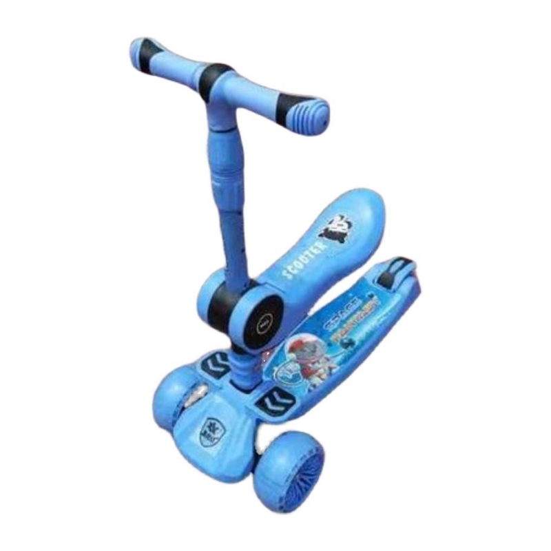 美胜达儿童滑板车三合一宝宝可坐滑行两用折叠单脚滑板闪光平衡车-图2