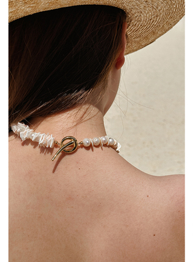 CHEZLOOPS粉贝壳串珠海螺项链