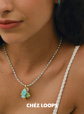 CHEZ LOOPS飞鱼幻想项链设计淡水珍珠原创磷灰石陶瓷吊坠生日礼物