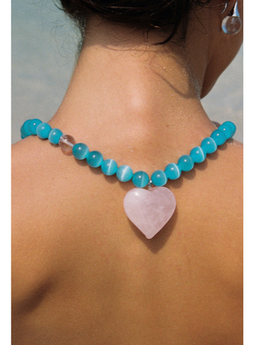 水晶系列冰川蓝猫眼项链