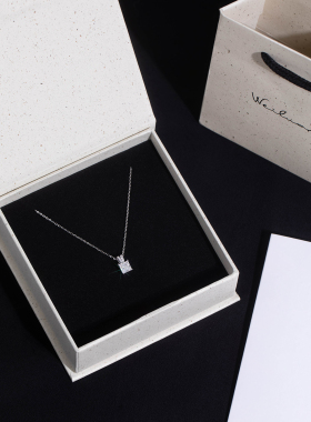 小方糖一克拉莫桑钻纯银项链