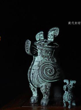 妇好鸮尊猫头鹰彷古青铜器摆件礼品影视道具研学创意古董古玩