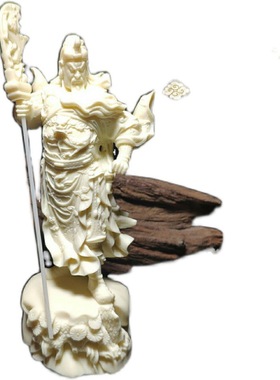象牙果雕刻关公像伽蓝菩萨像武爷佛像家居装饰摆件