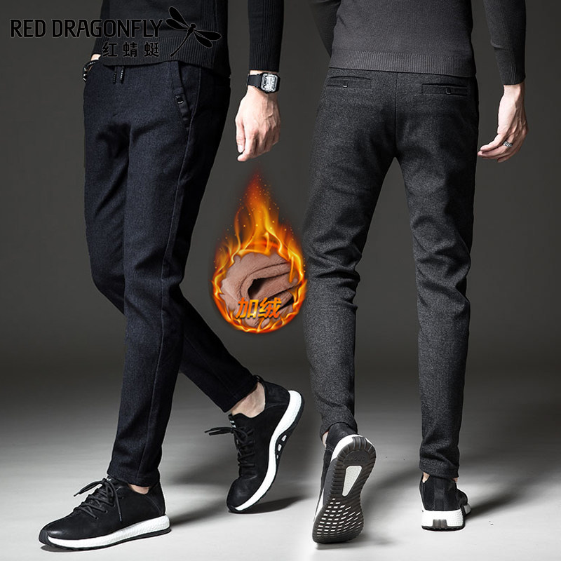 红蜻蜓男士百搭加绒加厚潮休闲裤 红蜻蜓易壹兴休闲裤