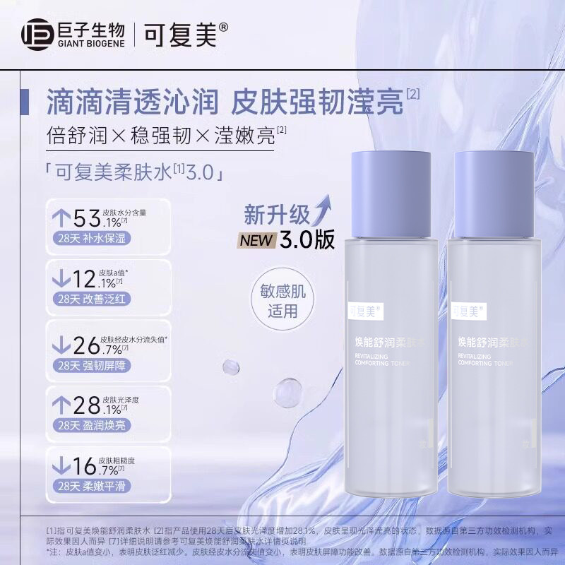 可复美焕能舒润柔肤水保湿修护舒缓爽肤水湿敷50mL巨子生物tk 肤敷实拍商品图