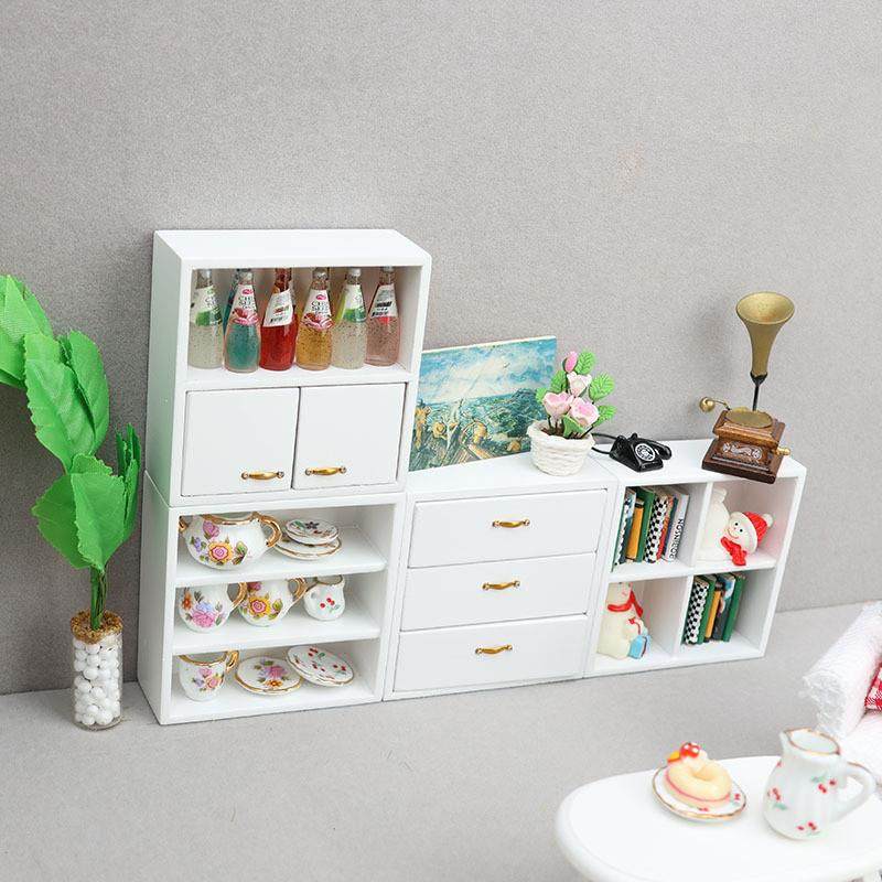 1:12袖珍模型组合柜展示柜娃娃屋微缩工艺品置物书柜迷你家具摆件,淘宝优惠券,粉丝福利购,淘宝优惠卷