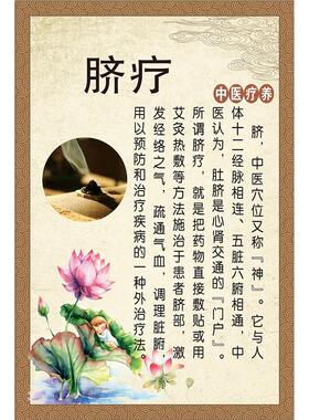 中医养生馆脐疗的好处高清海报贴画脐疗的五大功效自粘广告画包邮