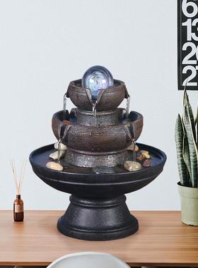 招财流水摆件客厅轻奢小型喷泉循环水办公室桌面生财风水轮装饰品