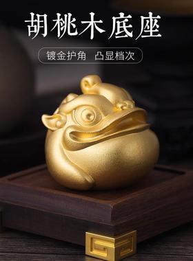 招财金蟾摆件黄铜三足蟾蜍聚宝盆办公室店铺开 业前台装饰品礼物