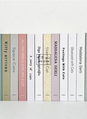 儿童房绘本插画故事样板间装饰真书卡通猫咪摆件英文仿真道具书籍