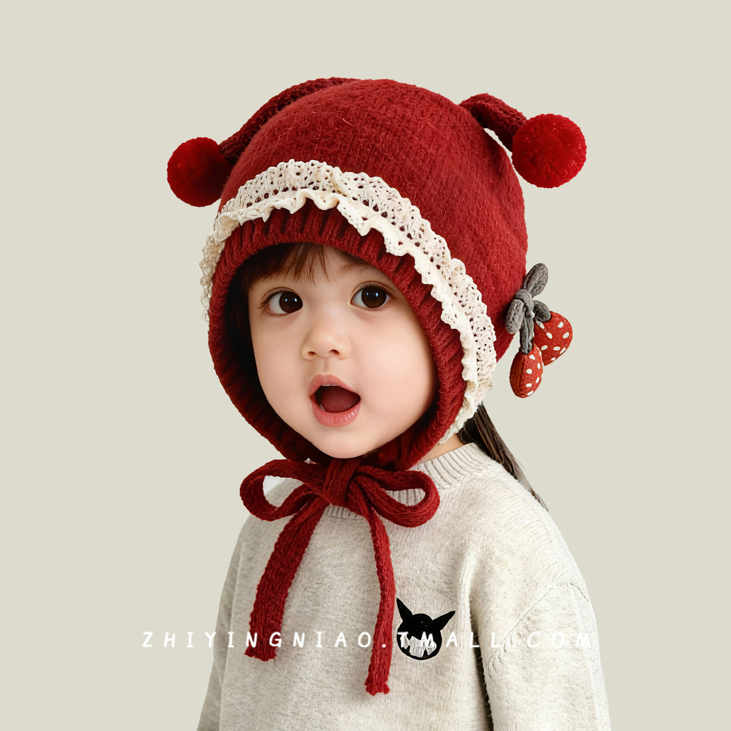 儿童帽子冬季韩版女孩护耳帽可爱超萌精灵帽外出保暖女宝宝毛线帽,淘宝优惠券,粉丝福利购,淘宝优惠卷