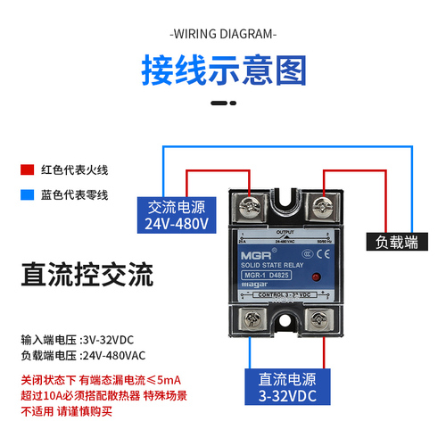 美格尔单相固态继电器SSRJGX-1MGR-1D48254060DA直流控交流