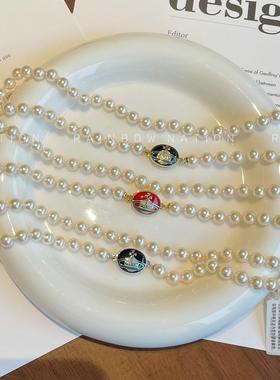 高品质土星搪瓷珐琅磁扣项链