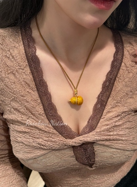 「五蕴灵葫」古法彩色珐琅葫芦项链女士长款编绳配饰高级感毛衣链