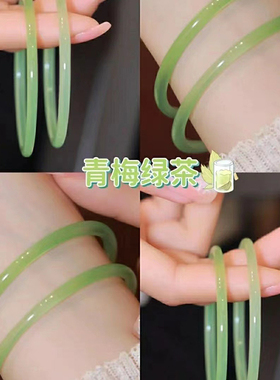 一步一响玻璃仿玉叮当镯一对闺蜜森系手镯新款手链汉服配饰手饰女