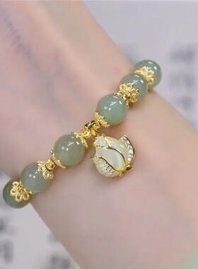 金枝玉叶仿和田玉手链女2025年新款夏轻奢复古手镯设计高级感手饰