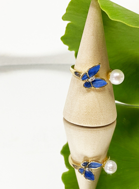 嫣珊阁开口蝴蝶珍珠中国风