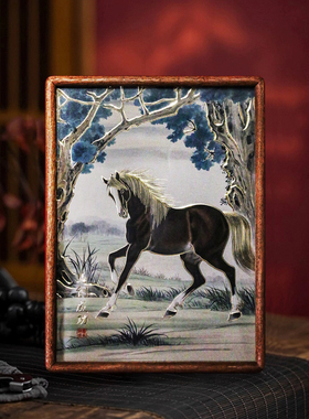 马到成功铜雕刻画桌面摆台