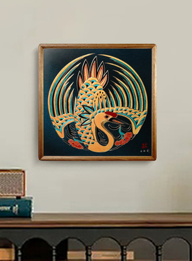 手工铜雕画《仙芝鹤寿》生日礼