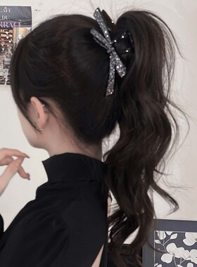 星河碎钻蝴蝶结抓夹女2026新款后脑勺盘发发夹高级感鲨鱼夹子头饰