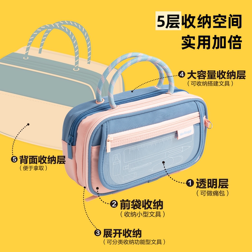 晨光MoBaggi超大容量笔袋收纳超人学生实用简约便携多隔层收纳包时尚多功能文具盒巨能装手提文具袋方便携带 - 图0