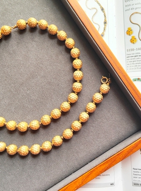 Vintage  Trifari松果素金项链手链套装