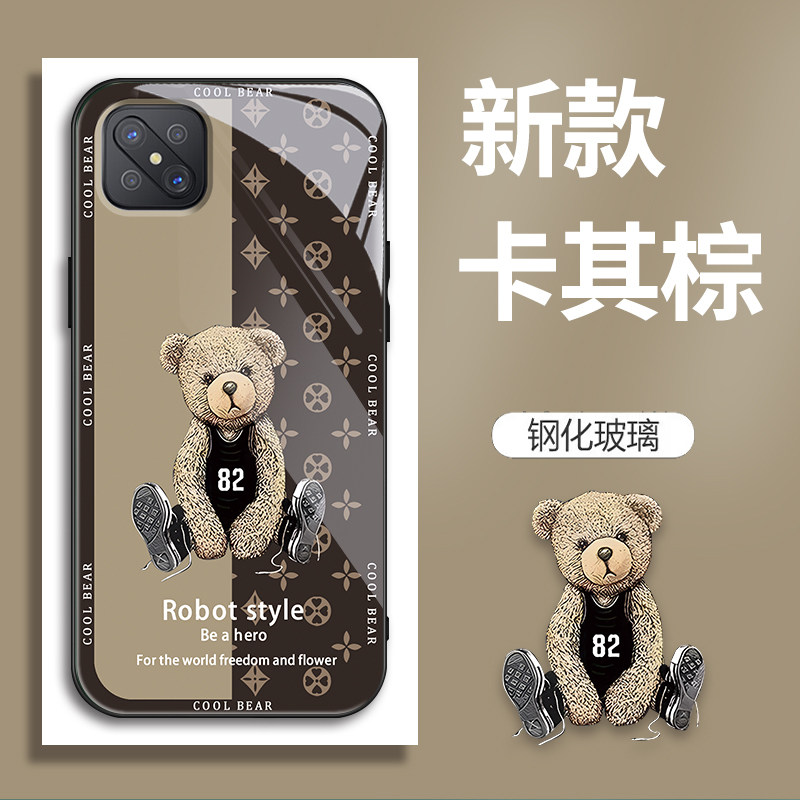 适用OPPOA92S手机壳PDMK00的82号熊手机套A92S新款玻璃oppo保护套防摔软壳硅胶男女款网红可爱情侣卡通超薄全