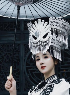 彝族帽子女头饰成人双层帽发饰女