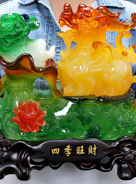 镇宅皮丘玉白菜桌前吧台貔貅摆件