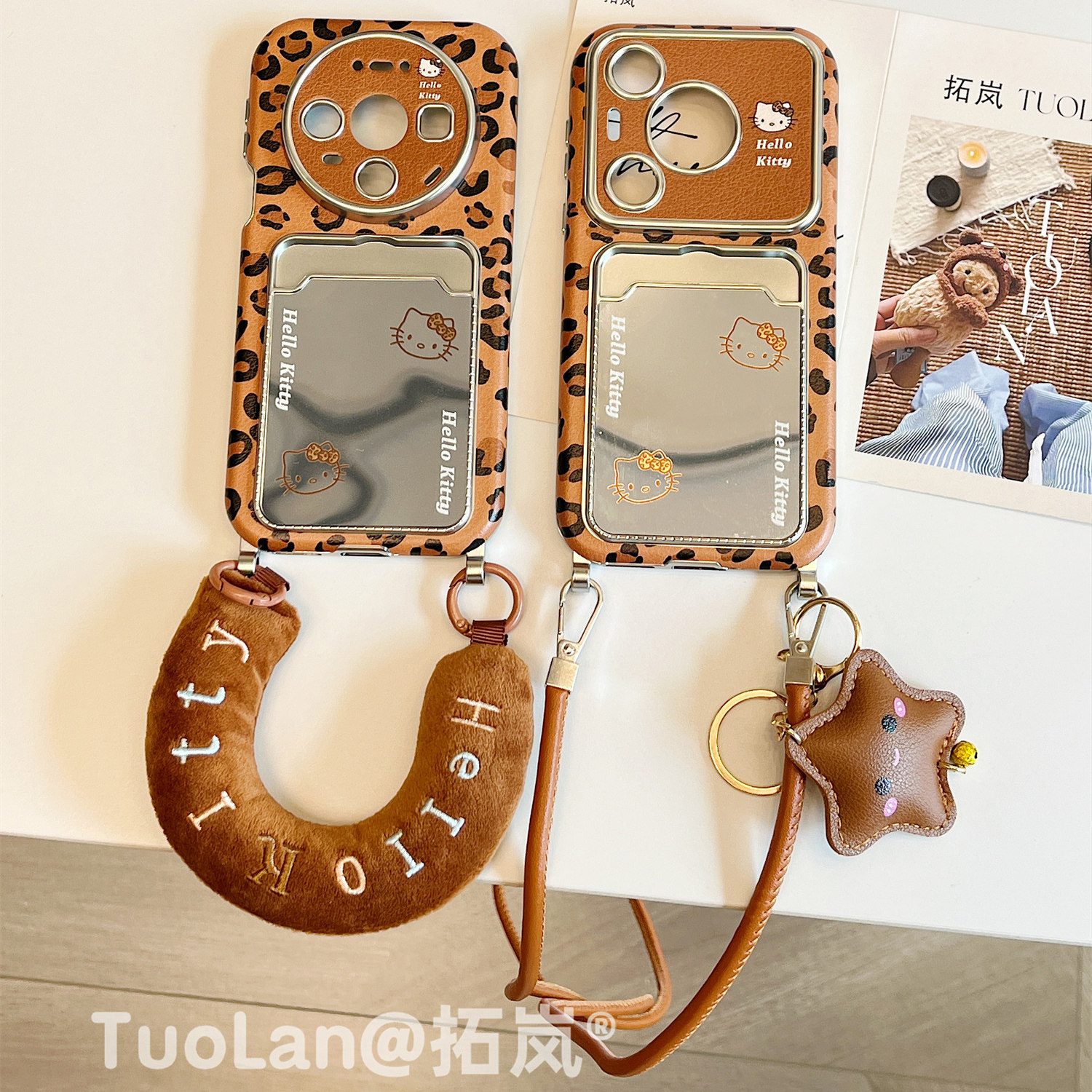 拓岚 适用华为pura70pro+斜跨手机壳秋冬棕色豹纹Pura80pro新款镜面卡包C腕带皮质挂绳吊坠mate80/70/60pro女,淘宝优惠券,粉丝福利购,淘宝优惠卷