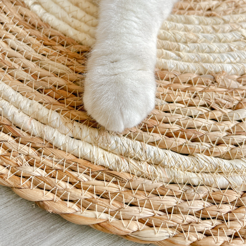 天然蒲草编织猫垫子睡觉用夏季凉席宠物地垫圆形猫抓耐磨不粘毛-图2