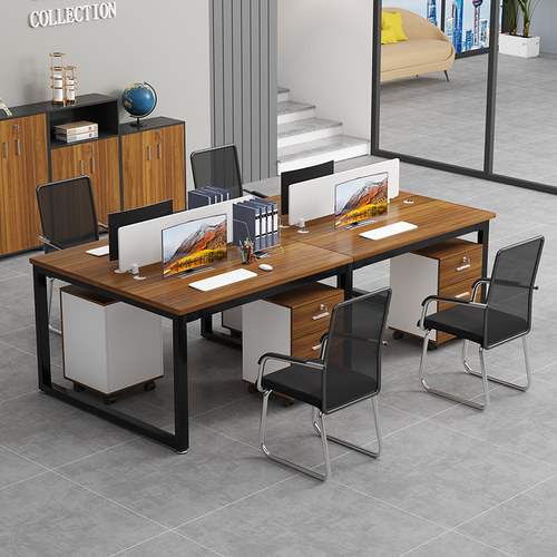 职员办公桌子简约现代员工位办公室桌椅组合4/6六四人位屏风卡座 - 图2