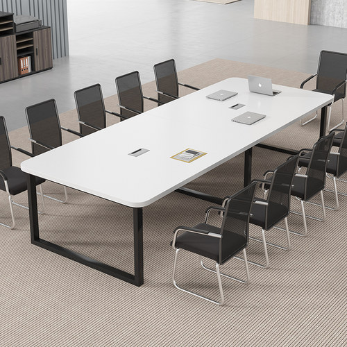 会议桌长桌现代简约会议室长条办公桌洽谈会客桌椅组合长方形桌子 - 图0