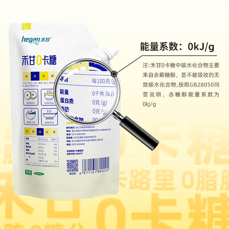 禾甘零卡糖500g代糖0卡糖食品烘焙赤藓糖醇甜菊糖无糖优于木糖醇 - 图3