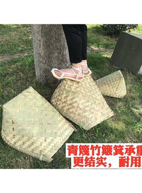 四川竹编装饰竹簸箕精品皮撮箕收纳竹篮竹扁畚箕扫斗铲子舞蹈道具