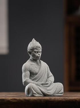 国风孙悟空孙悟空蓝色砂岩饰品微景观鱼缸景观创意猴桌面装饰
