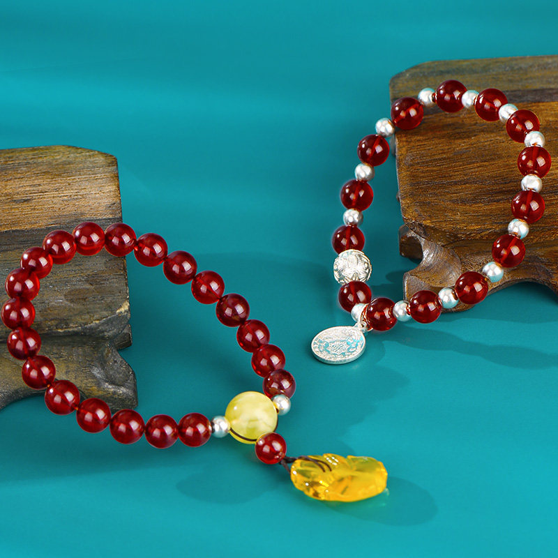 布达拉宫蜜蜡小众设计女士夏足念珠 布达拉宫手链