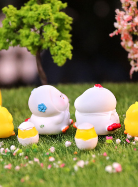 公鸡母鸡宝宝微景观花盆装饰摆件