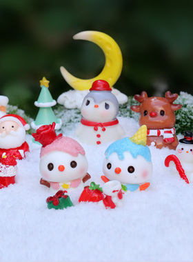迷你版小号圣诞老人雪人树脂玩偶