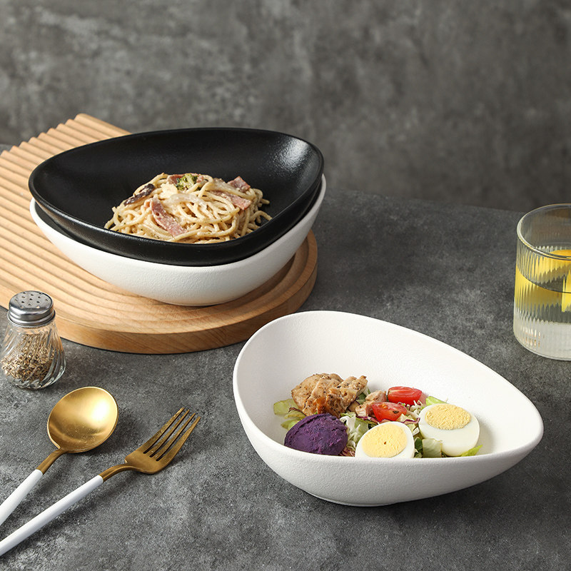 三角碗陶瓷碗水果沙拉碗盘家用餐具不规则日式深盘菜盘甜品盘子,淘宝优惠券,粉丝福利购,淘宝优惠卷