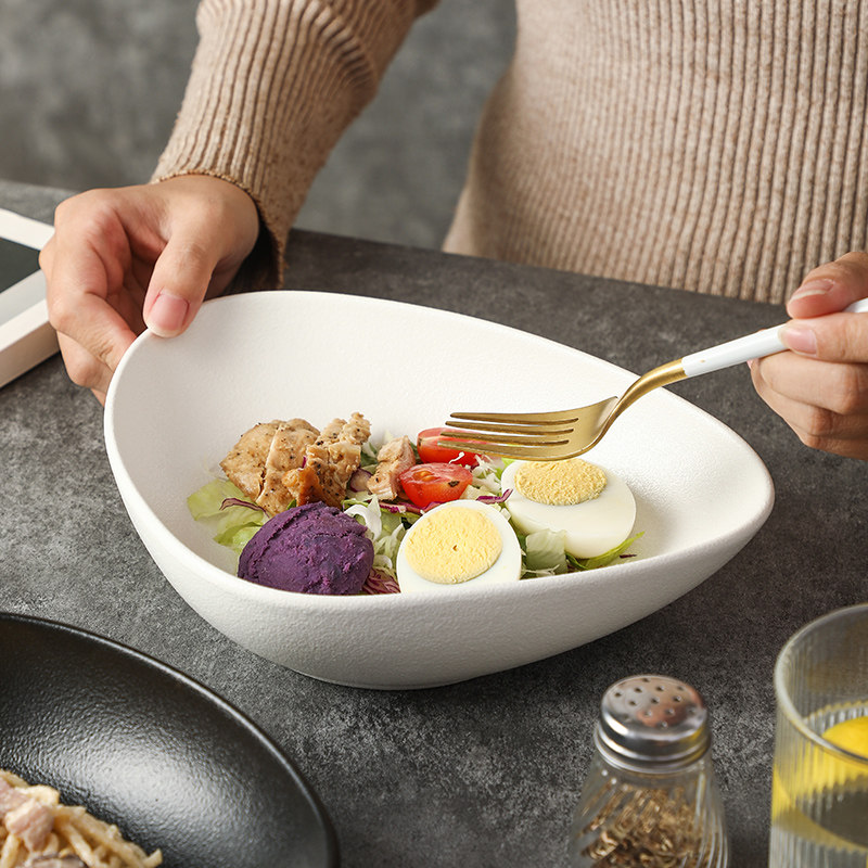 三角碗陶瓷碗水果沙拉碗盘家用餐具不规则日式深盘菜盘甜品盘子,淘宝优惠券,粉丝福利购,淘宝优惠卷