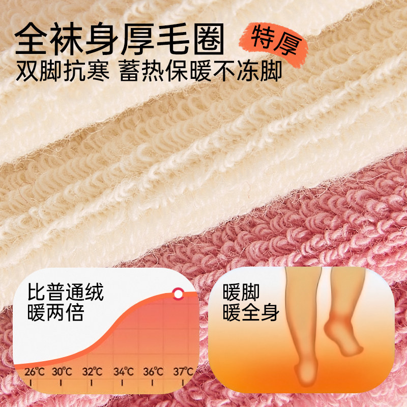 儿童冬季袜子红色新年加厚加绒冬款毛圈袜女童秋冬纯棉女宝宝童袜,淘宝优惠券,粉丝福利购,淘宝优惠卷