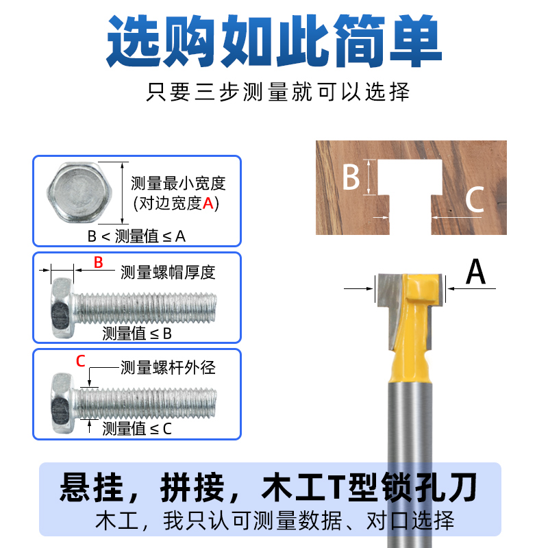 芙鑫木工铣刀锁孔刀螺丝孔铣刀相框刀挂孔刀锣刀雕刻刀T型榫刀类 - 图1