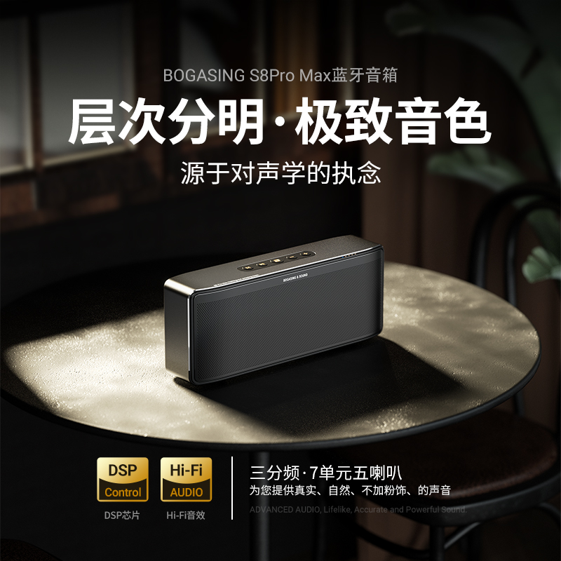 BOGASING S8Pro Max三分频蓝牙音箱家用HiFi高音质客厅音响低音炮 - 图0