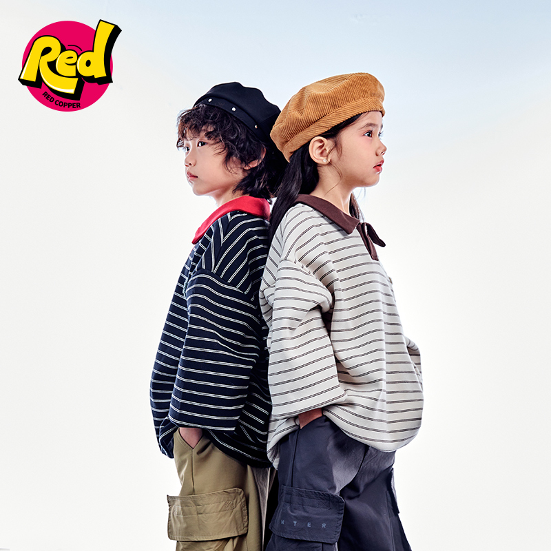 redcopper童装男女童2024秋冬新款上衣儿童美式polo衫加绒长袖T恤