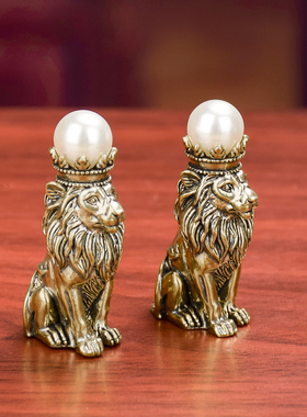 黄铜复古狮子摆件创意工艺品