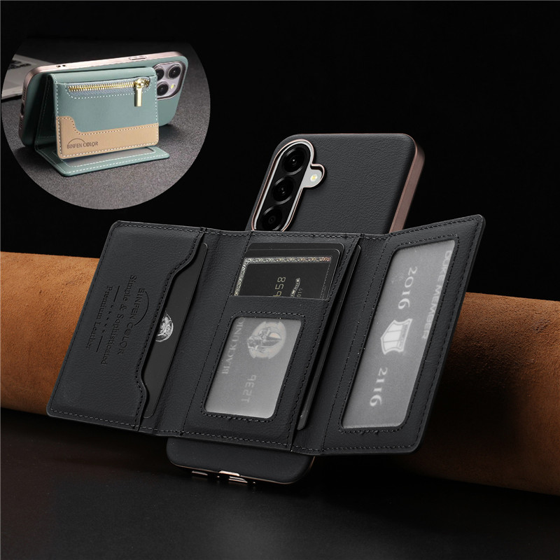 适用samsung a36手机壳Samsung a56 phone case插卡包a26 5G可放卡a06 4G电话套cover磁吸后盖皮壳分体卡包潮 - 图0